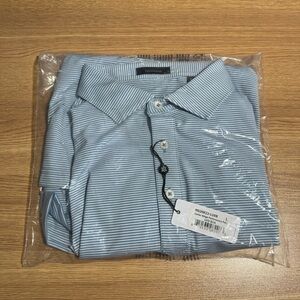 Turtleson Carter Stripe Performance Polo Luxe Blue Size Large New